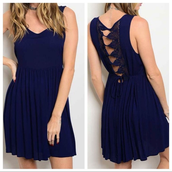 Dresses & Skirts - 3/$36 BNWOT blue sleeveless dress lacy back